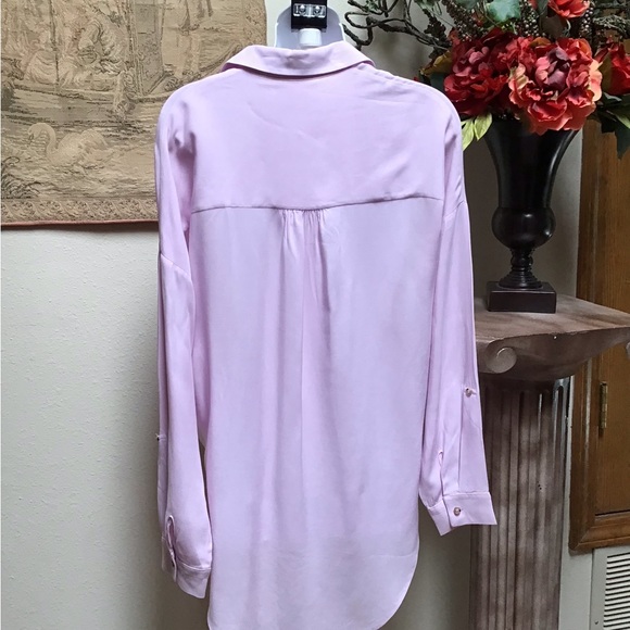 Pale pink blouse, small, Maeve by ANTHROPOLOGY, long sleeve with roll-up tab - Picture 4 of 12